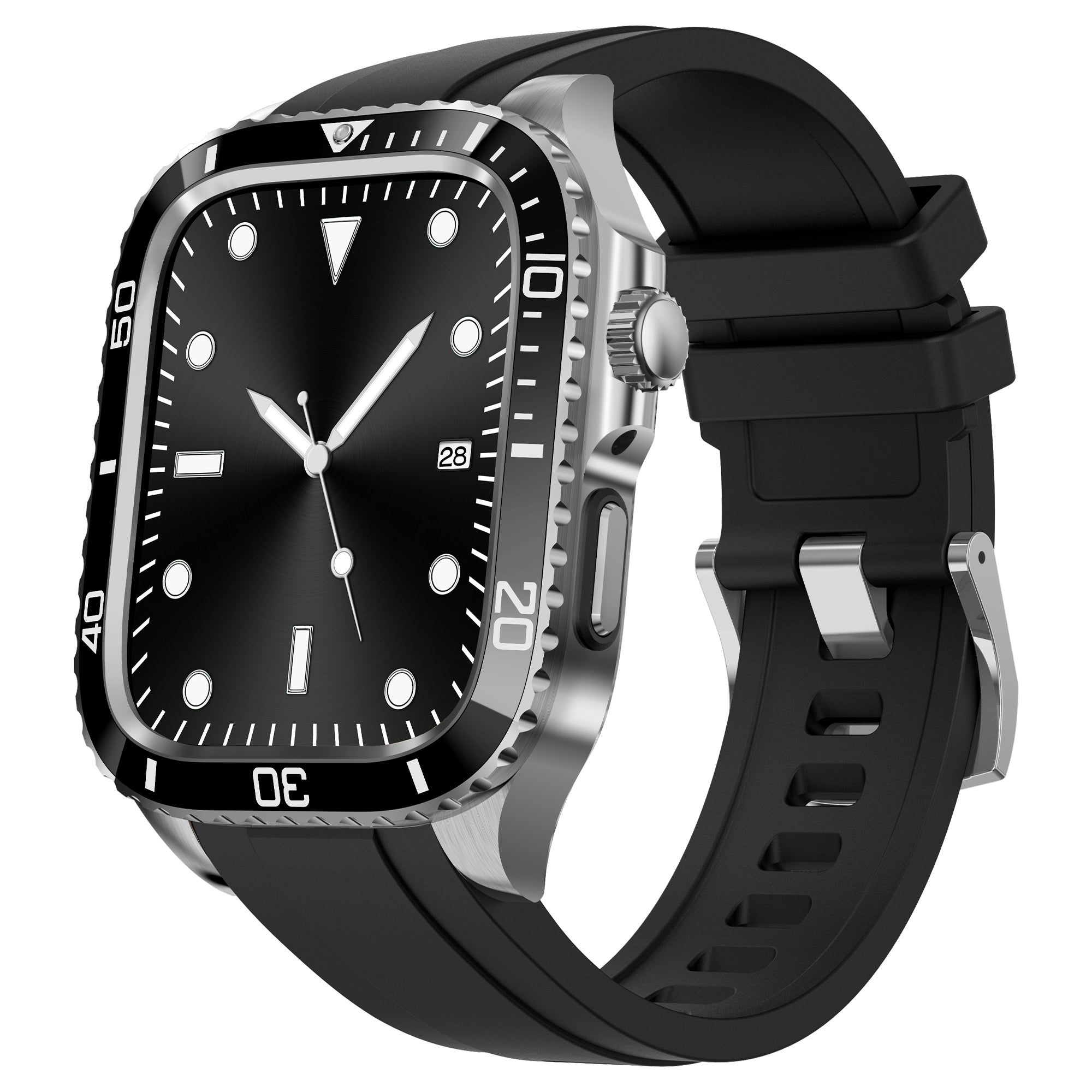 For Apple Watch Series 9 / 8 / 7 45mm TPU Replacement Strap with Stainless Steel Watch Case - Black For Apple Watch Series 9 / 8 / 7 45mm TPU Replacement Strap with Stainless Steel Watch Case - Black